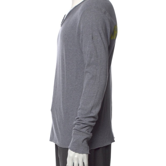Zadig Voltaire Monastir ML Mens Grey Long Sleeve Henley Shirt Sz XS Art Is Truth - Picture 4 of 16